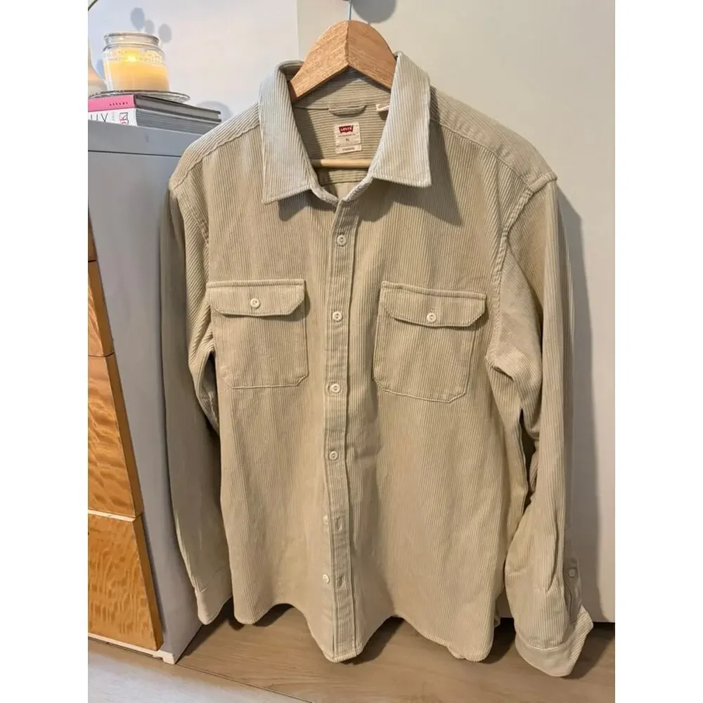 Levi's Standard Corduroy Overshirt | Stone Beige Button-Up | XL ✨